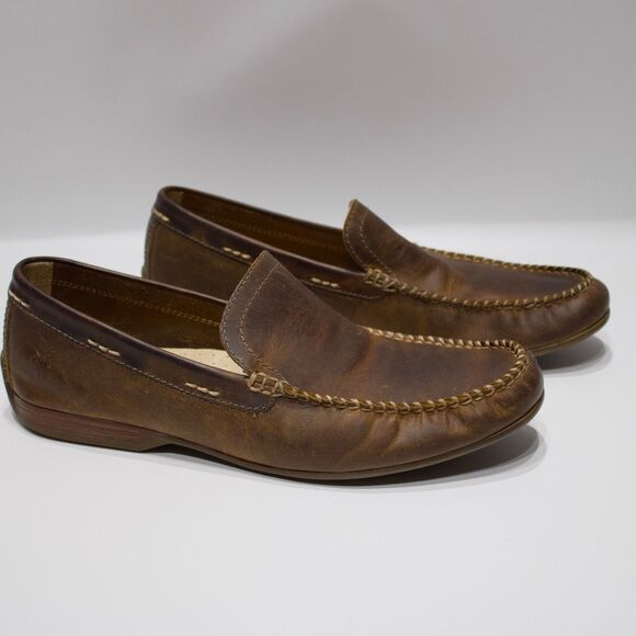 Frye Lewis Brown Venetian Leather Driving Loafers Men Size 10 - Minimal Wear main image 13